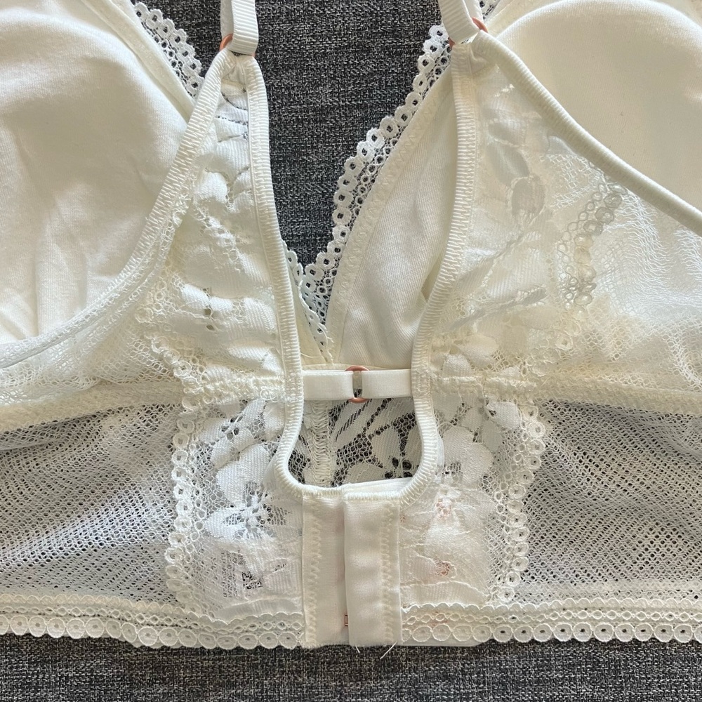 ✨4.99 SHIP✨ NWT Aerie Hibiscus Lace Padded Longline Bralette Floral Bra M - Picture 7 of 10